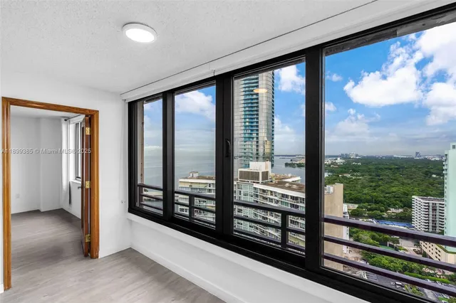 a view of a city from a balcony