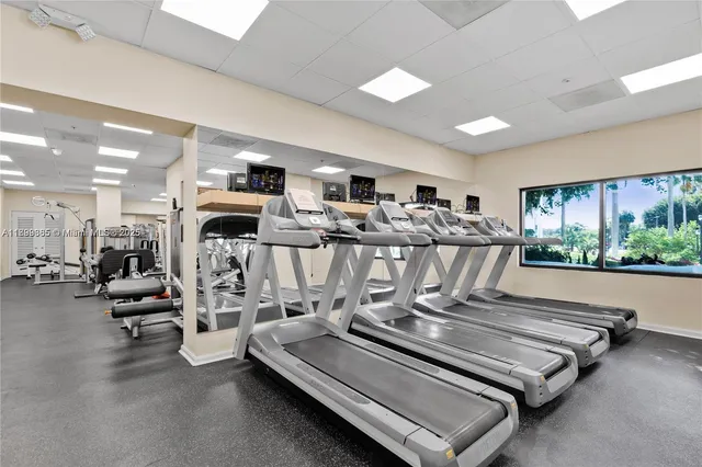 a view of a room with gym equipment