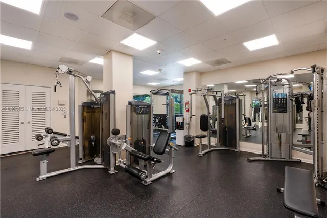 a view of a room with gym equipment