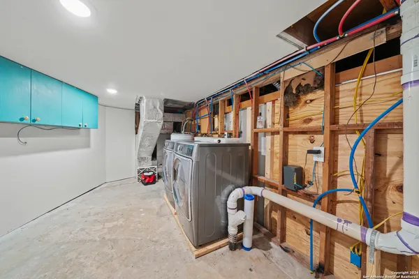 a view of a room with storage