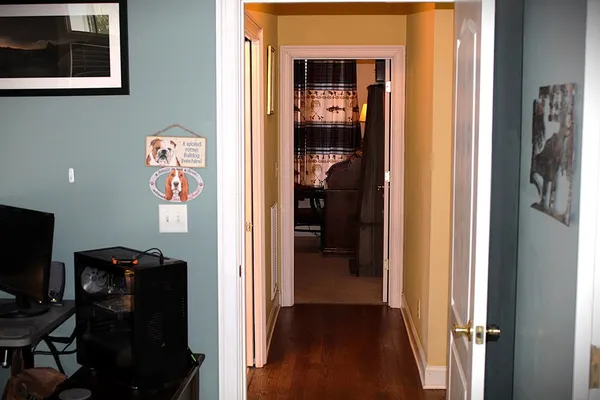 a view of a hallway with a elevator