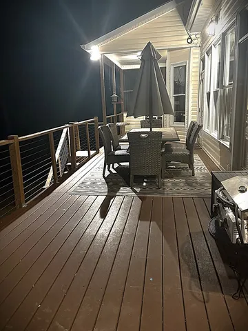 a view of deck with seating space