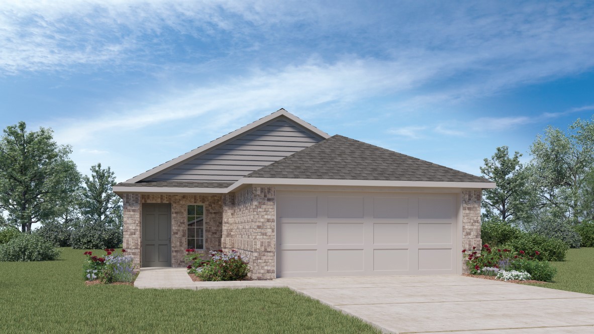 13608 Open Wagon Trail Elgin, TX 78621 - Photo 1 of 1 a front view of a house with a garden and plants