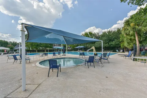 a view of a park with slide