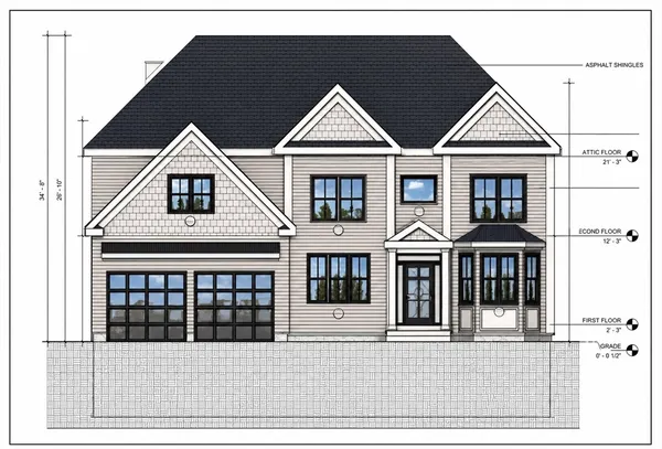 a view of a brick house with large windows