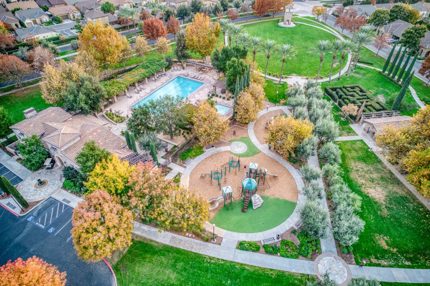 3994 Chessa Lane Clovis, CA 93619 - Photo 32 of 36 an aerial view of a house with a swimming pool yard and outdoor seating
