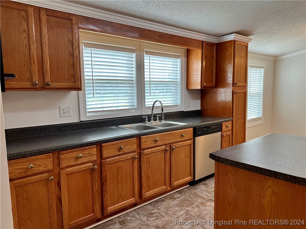 459 Nye Road Orrum, NC 28369 - Photo 8 of 25 a kitchen with stainless steel appliances granite countertop wooden cabinets a sink and a large window