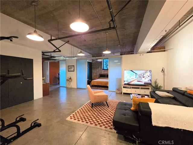 a bedroom with furniture