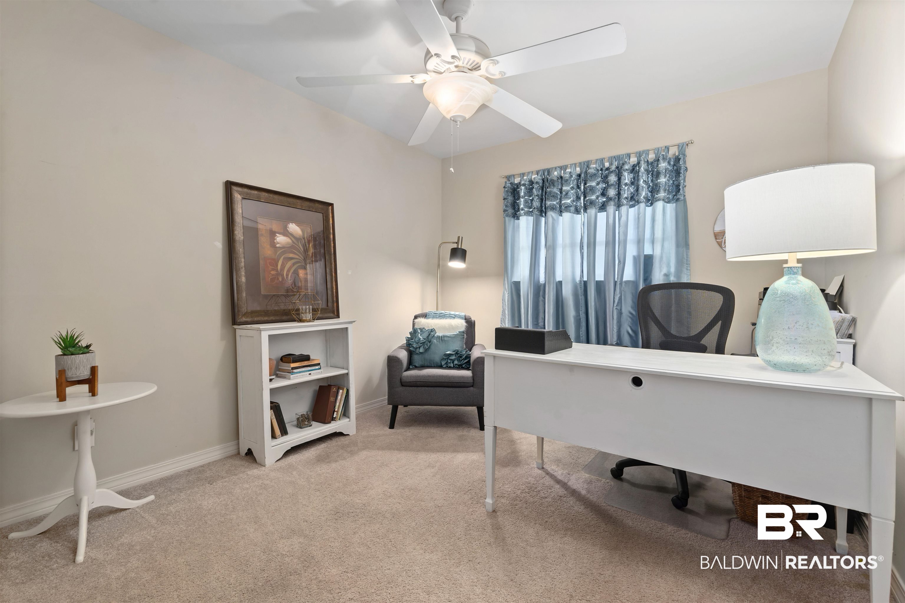 4051 East Canal Circle Mobile, AL 36619 - Photo 20 of 32 Bedroom with light carpet and ceiling fan