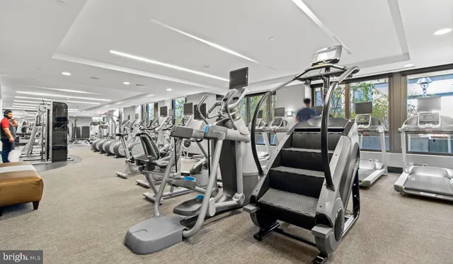 a view of a room with racks on the wall