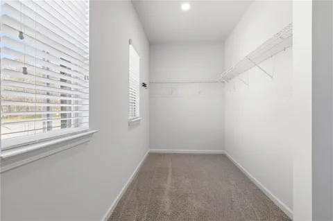 a view of a small space with a window