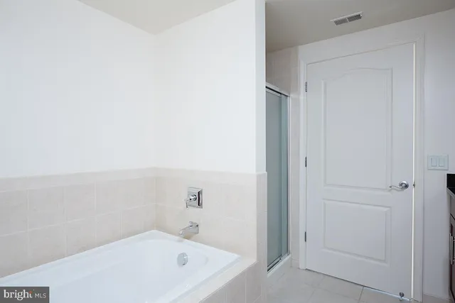 a bathroom with a bathtub