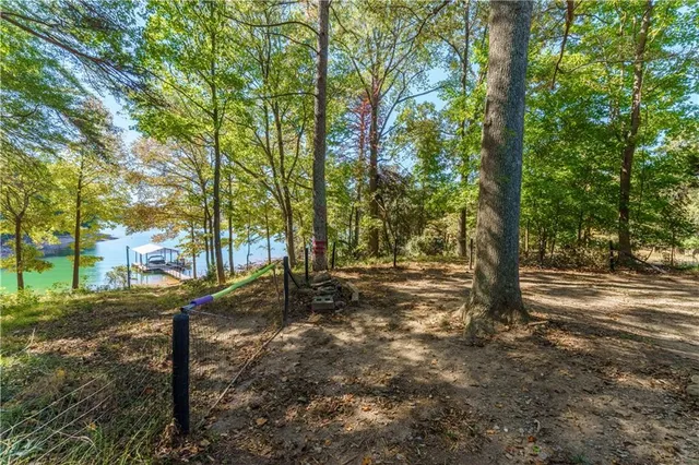 a view of a lake with houses