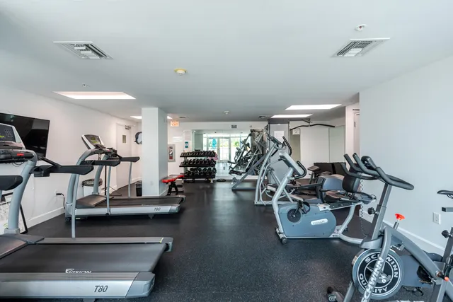a view of a room with gym equipment