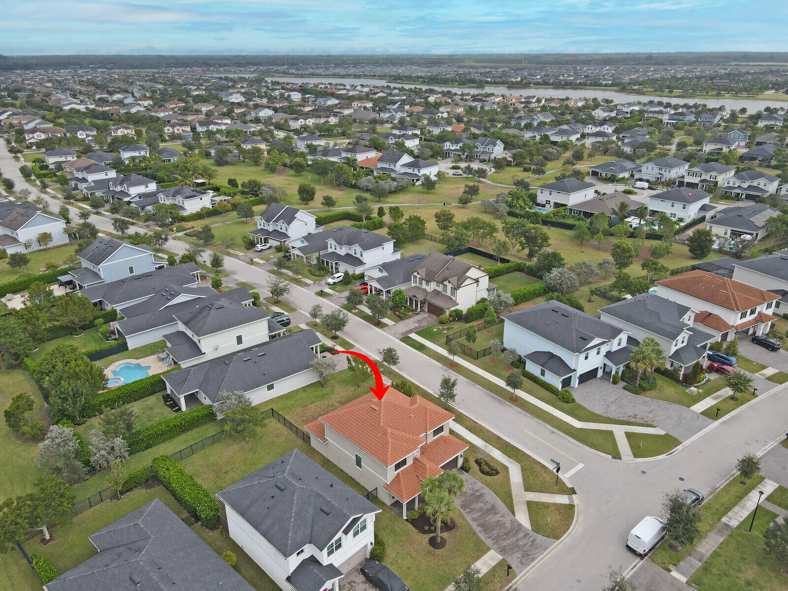19739 Wheelbarrow Bend Loxahatchee, FL 33470 - Photo 54 of 57 an aerial view of residential houses with city view