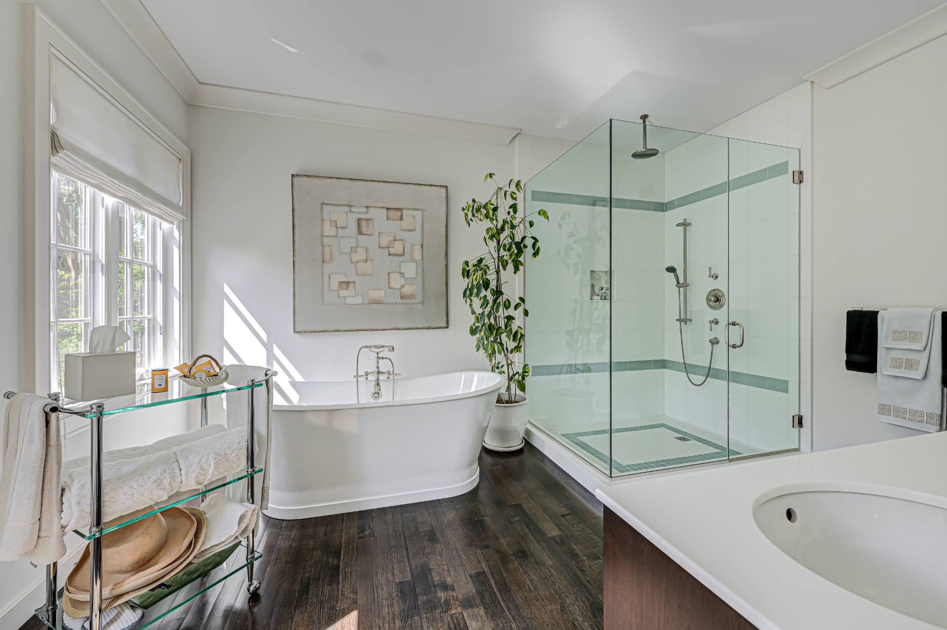 Undisclosed Address Remsenburg, NY 11960 - Photo 18 of 50 a bathroom with a tub a sink and a shower