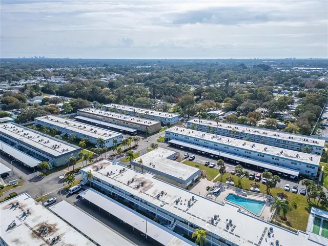aerial view of a house with outdoor space