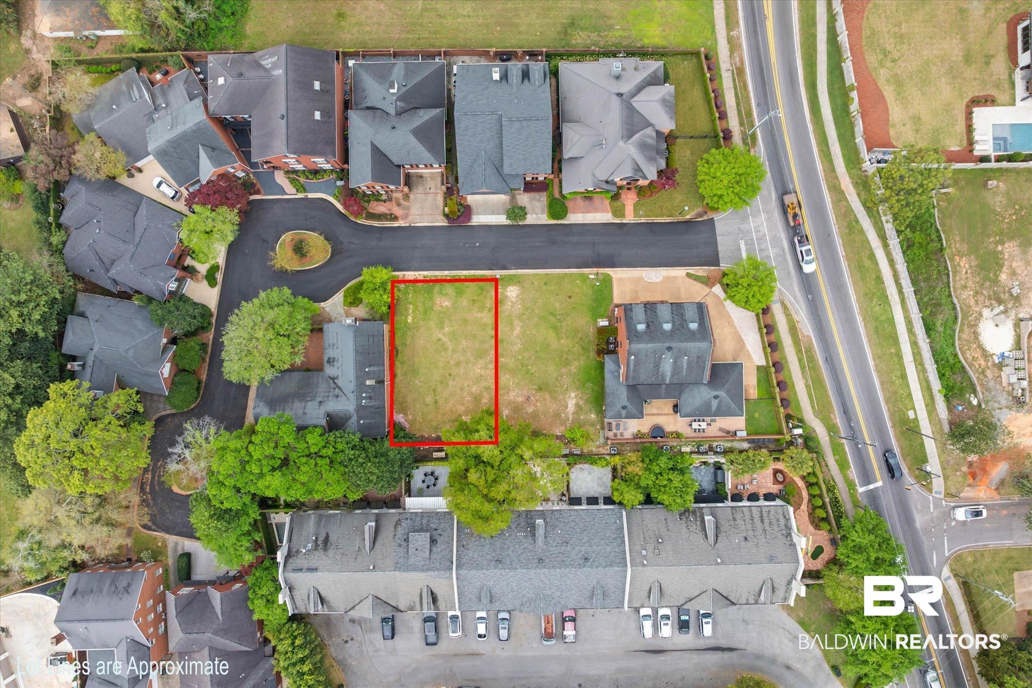 0 Fielding Place Mobile, AL 36608 - Photo 3 of 18 Aerial perspective of suburban area with property parcel outlined