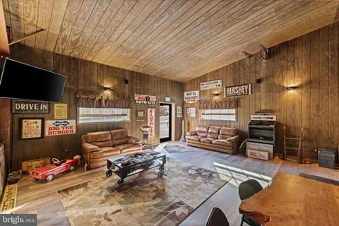 a view of a lake with mountains in the background