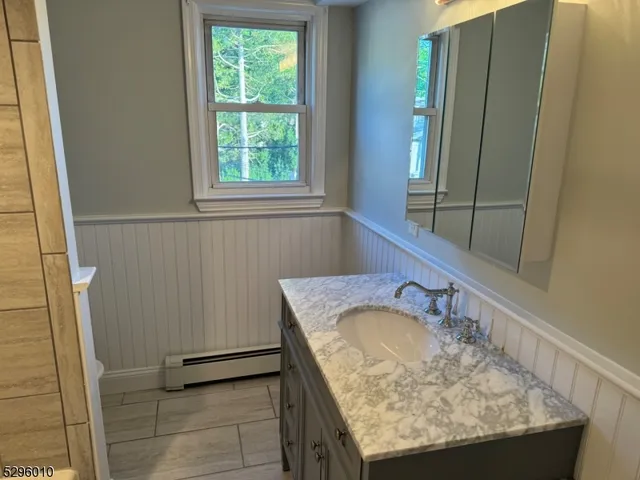 a bathroom with a bathtub