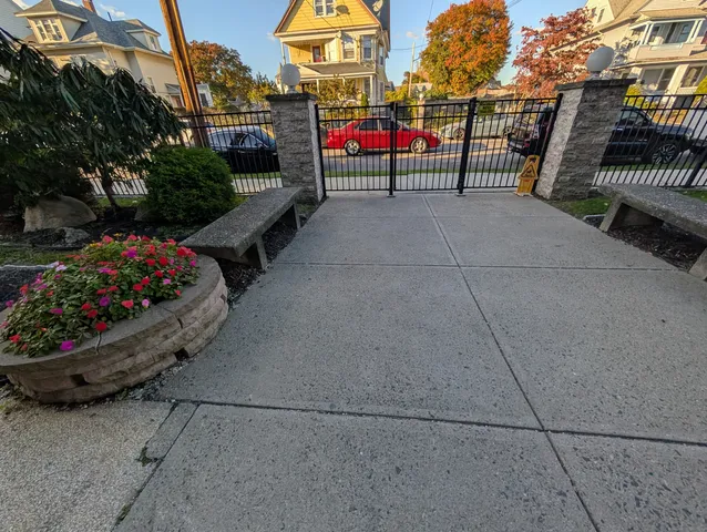 a view of path along with deck and seating space