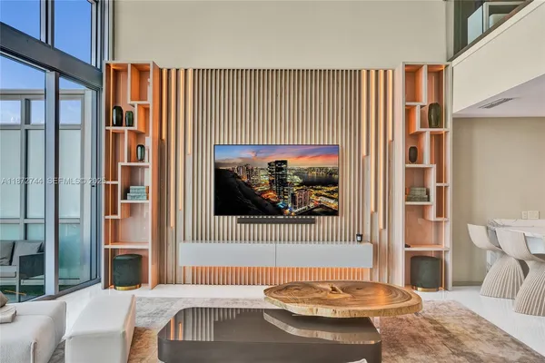 a living room with furniture