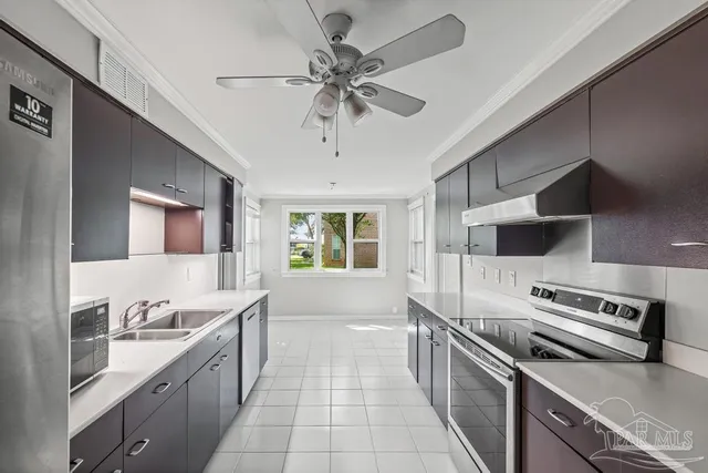 a view of a lake with a yard