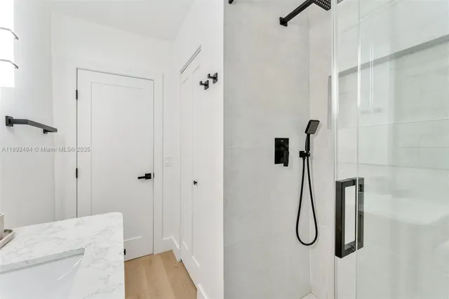 a bathroom with a shower