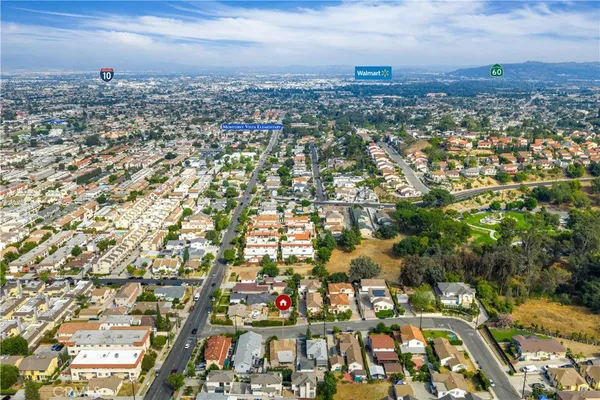 an aerial view of a city