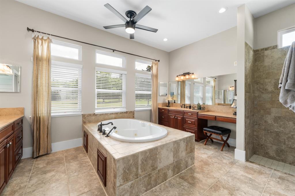 1751 Southwest 188th Street Newberry, FL 32669 - Photo 16 of 93 a bathroom with a tub a sink a mirror and a shower