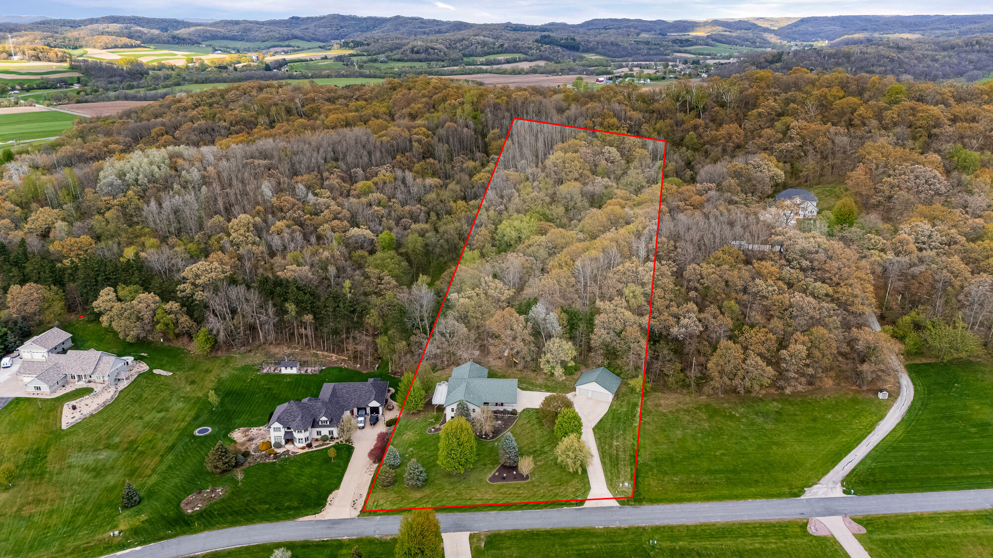 W6166 Valley Place Holmen, WI 54636 - Photo 3 of 41 Property - Aerial w/ Lot lines