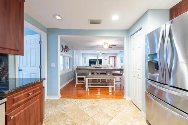 a view of a swimming pool and lake