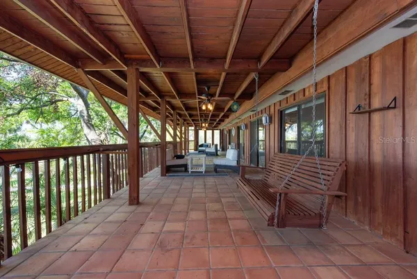 a view of a garden with an outdoor space