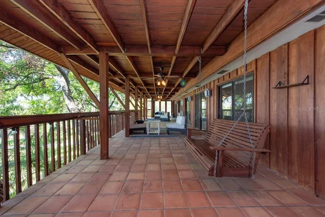 a view of a garden with an outdoor space