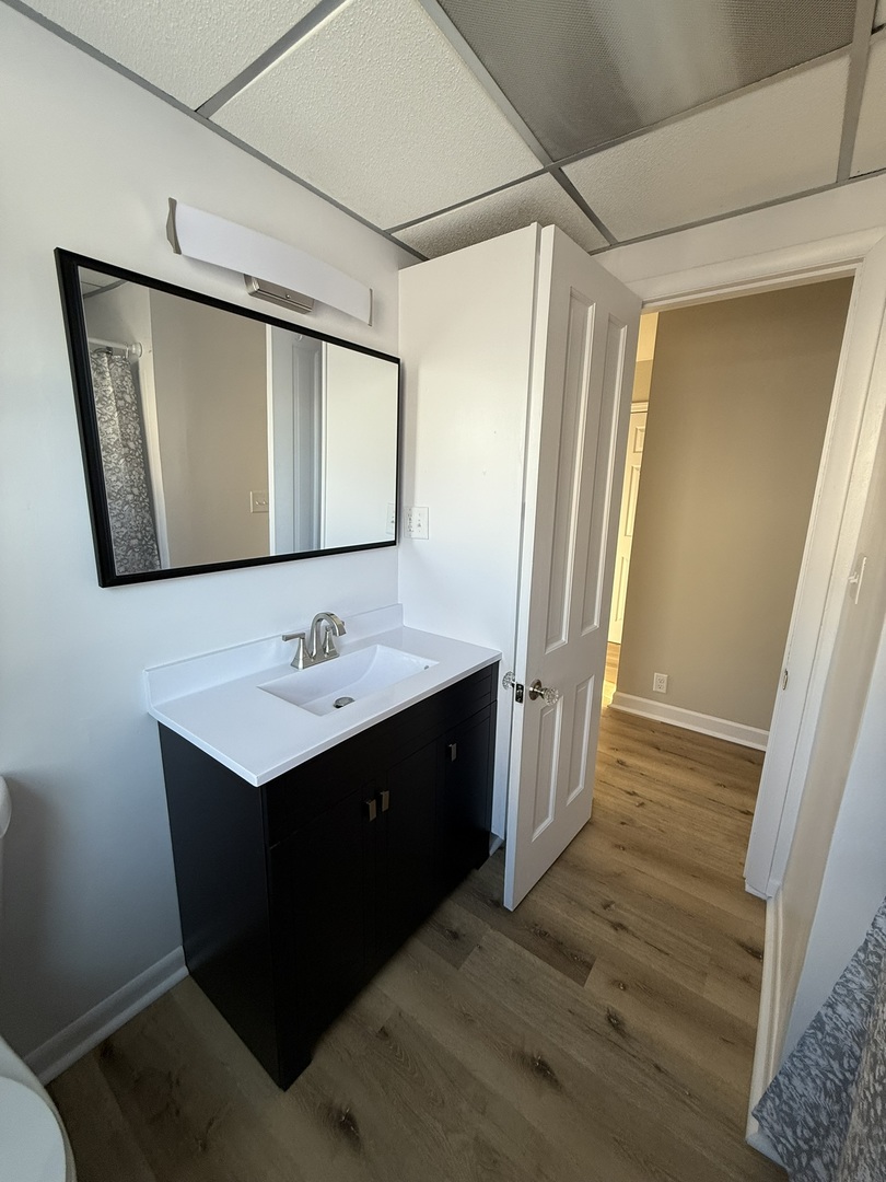418 East Chestnut Street Paxton, IL 60957 - Photo 9 of 16 a bathroom with a double vanity sink and mirror