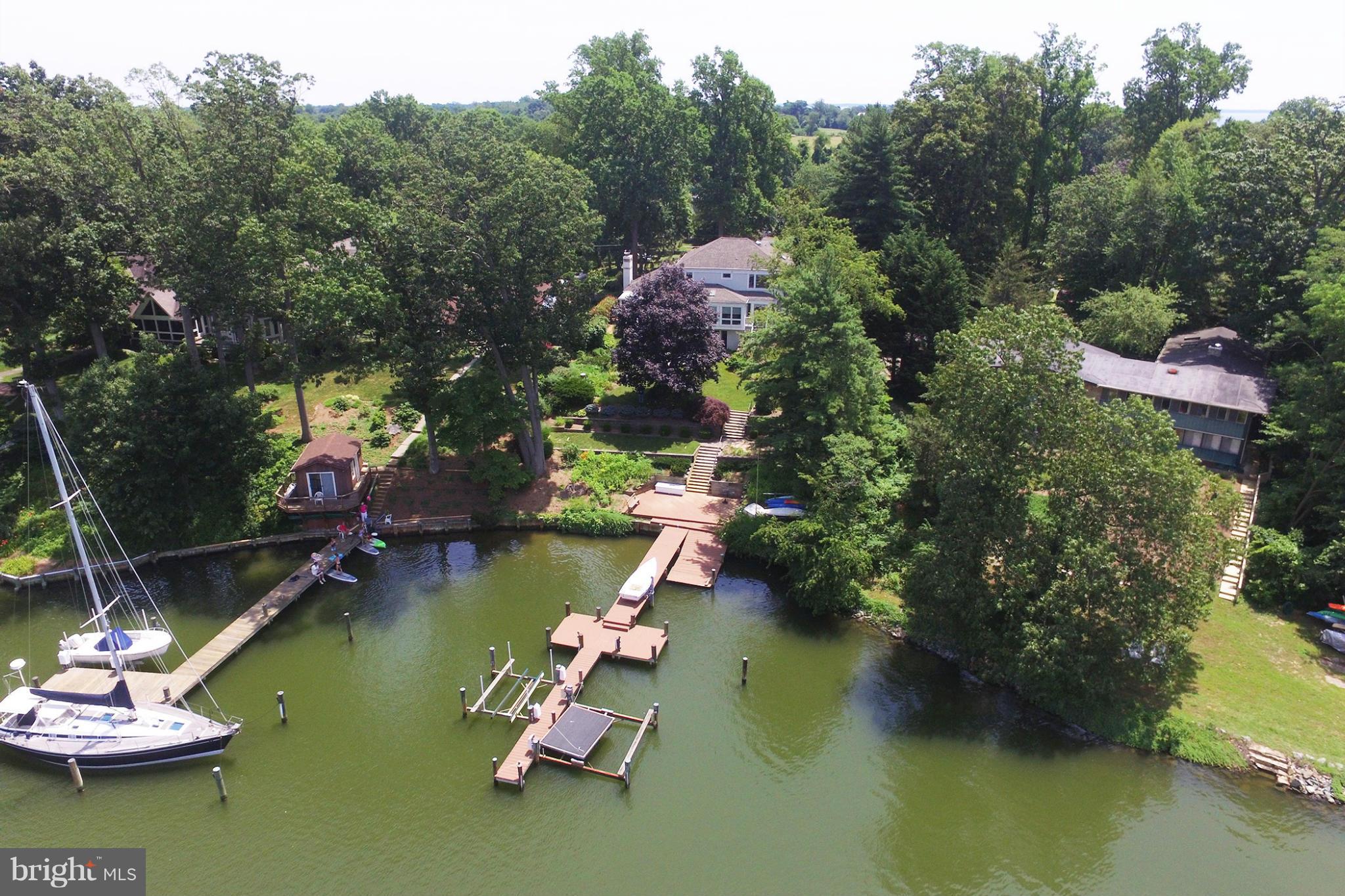 1866 Burley Road Annapolis, MD 21409 - Photo 4 of 26 Aerial view of the waterside yard and private pier
