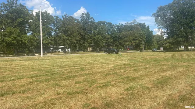 a view of a field of grass and covered with fog