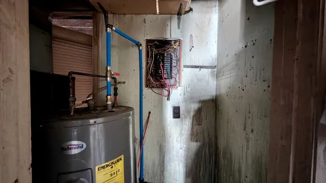 a room with gym equipment and a large window