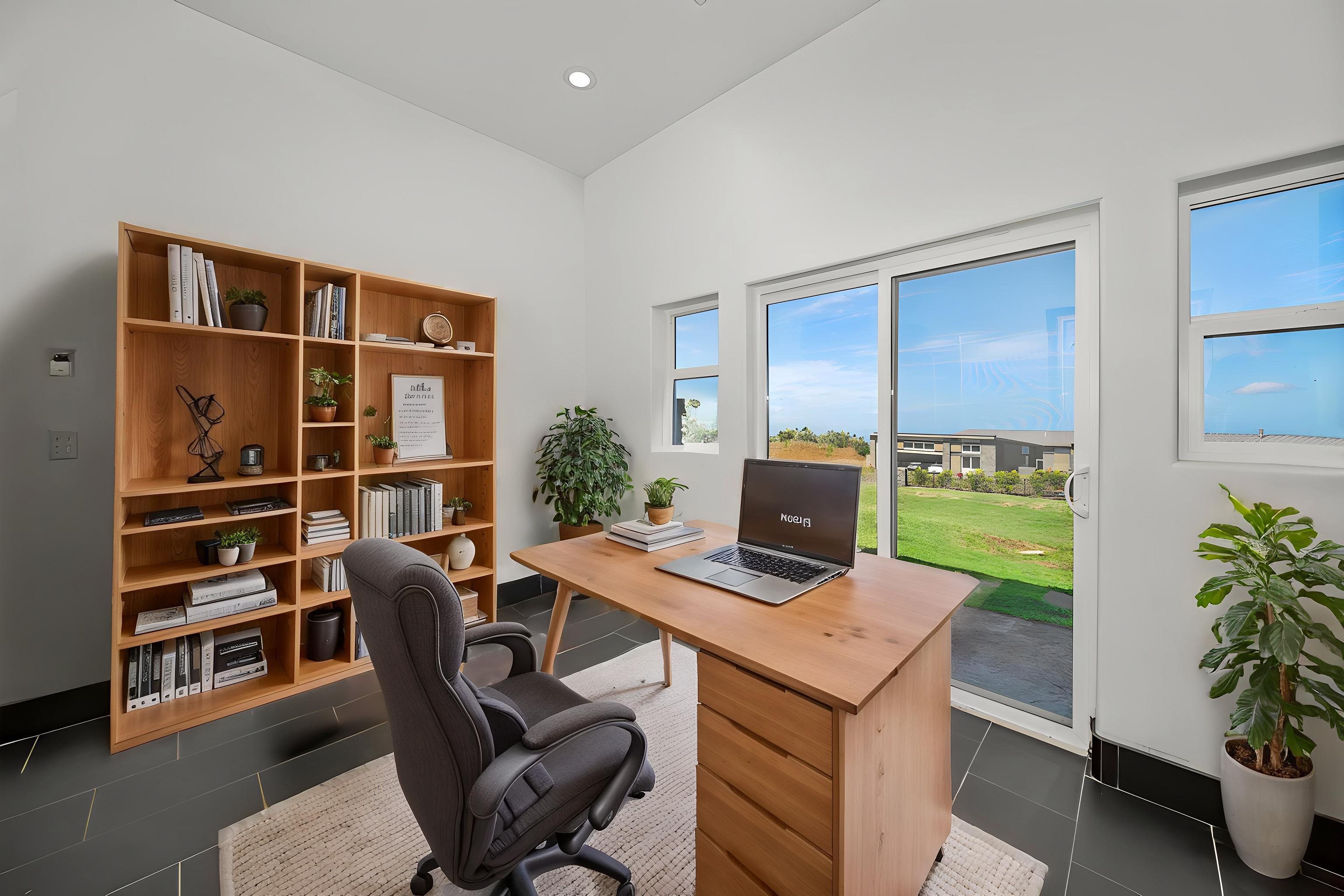 272 Huahua Street Kula, HI 96790 - Photo 26 of 43 a view of a workspace with furniture and a potted plant