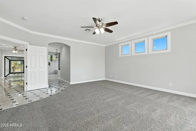 a view of an empty walk in closet