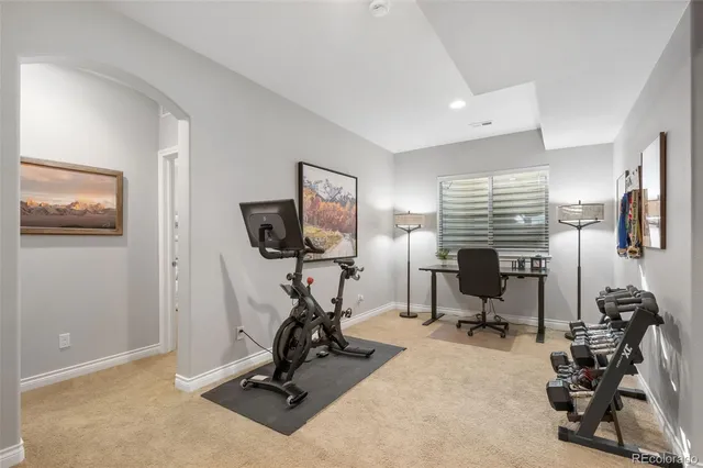 a view of a room with gym equipment