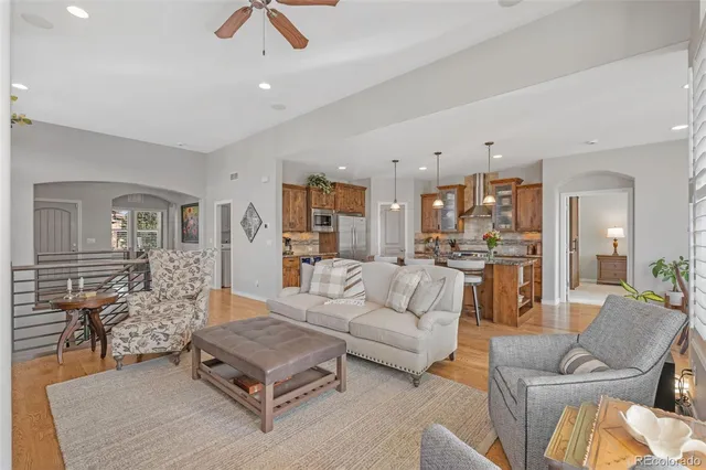 a living room with furniture