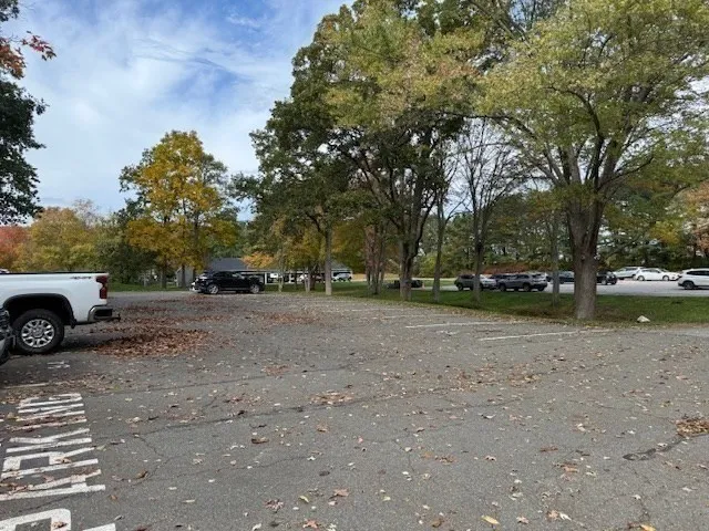 a view of a car parked in a parking space