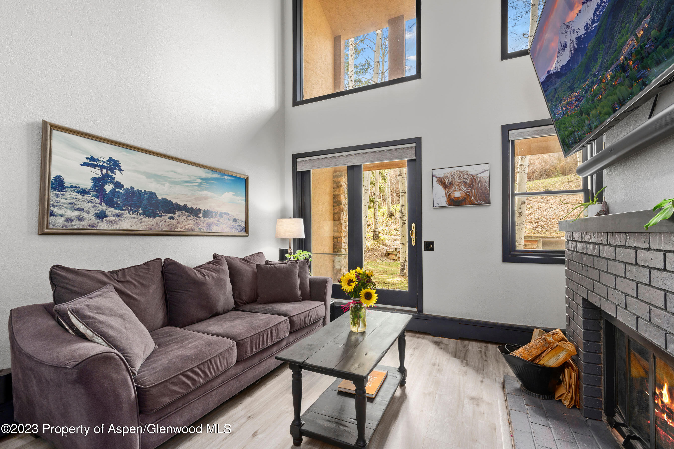 425 Wood Road, Unit 6 Snowmass Village, CO 81615 - Photo 4 of 29 a living room with furniture and a fireplace