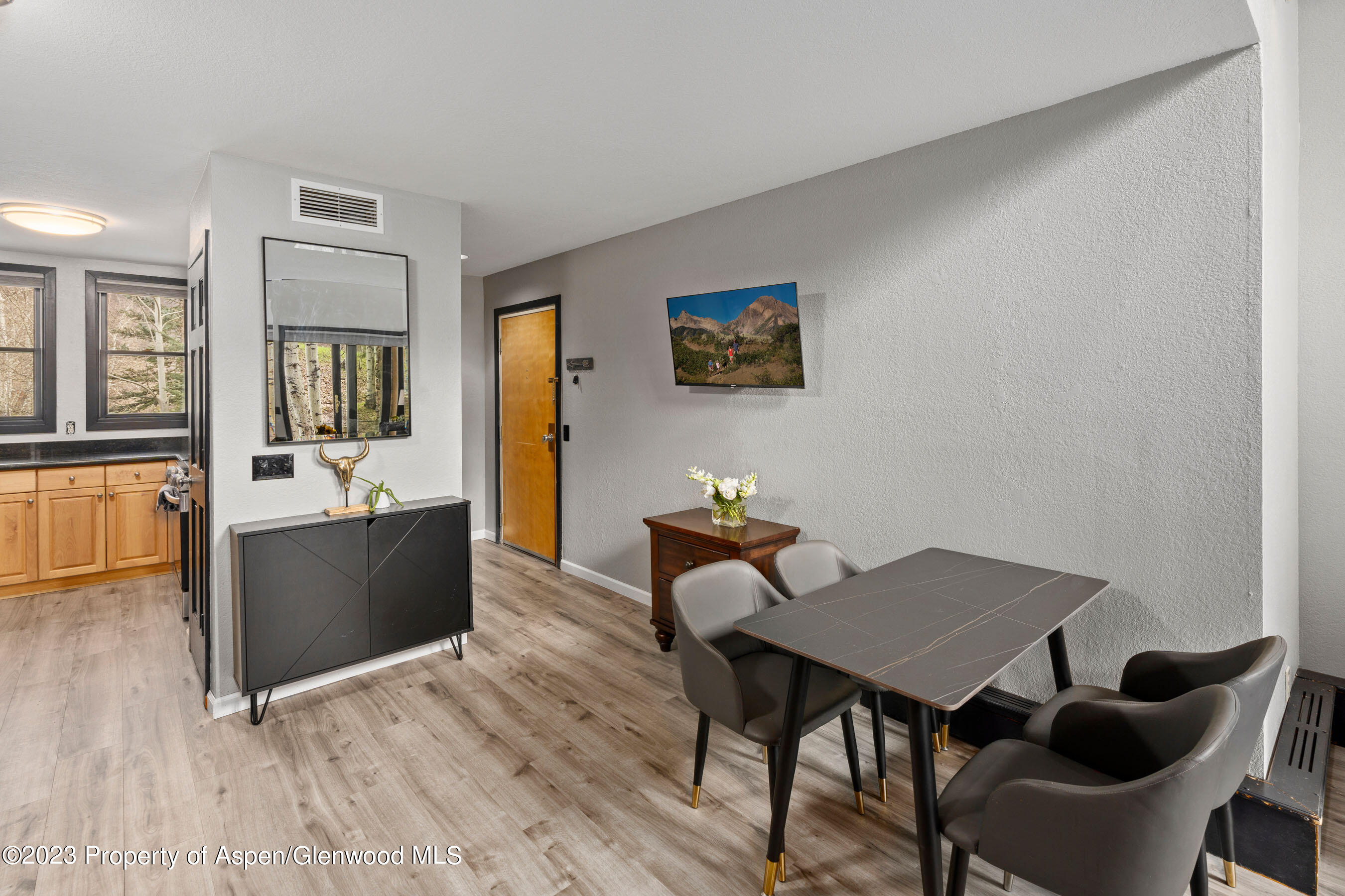 425 Wood Road, Unit 6 Snowmass Village, CO 81615 - Photo 8 of 29 a living room with furniture and wooden floor