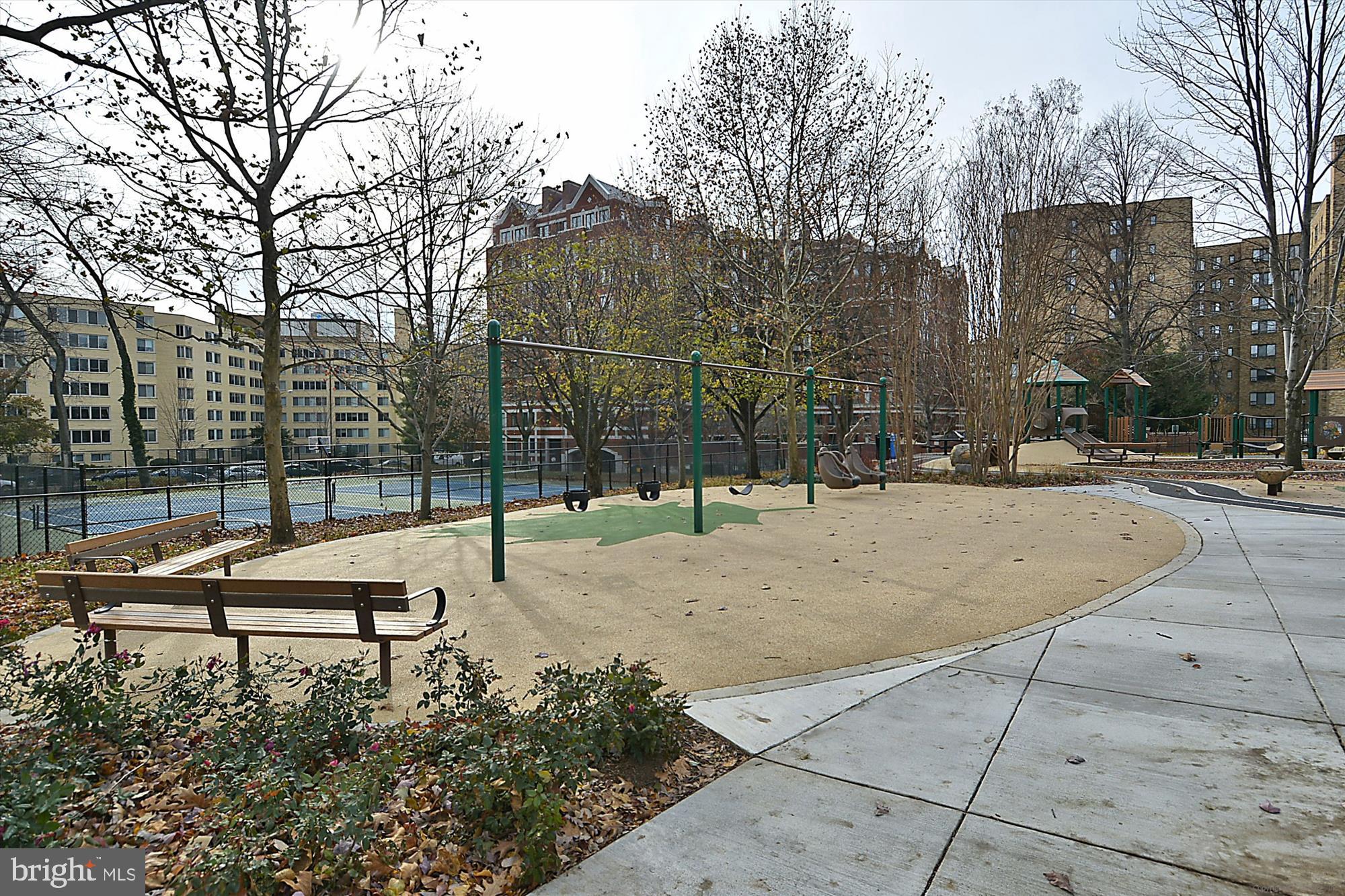 3601 Wisconsin Avenue Northwest, Unit 111 Washington, DC 20016 - Photo 51 of 82 a bench is sitting in the middle of a yard