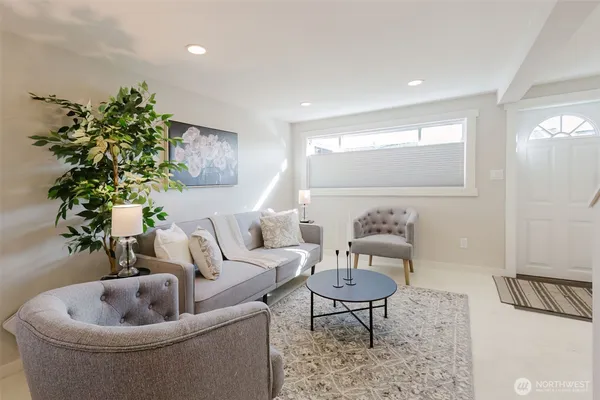 a bedroom with a bed and furniture