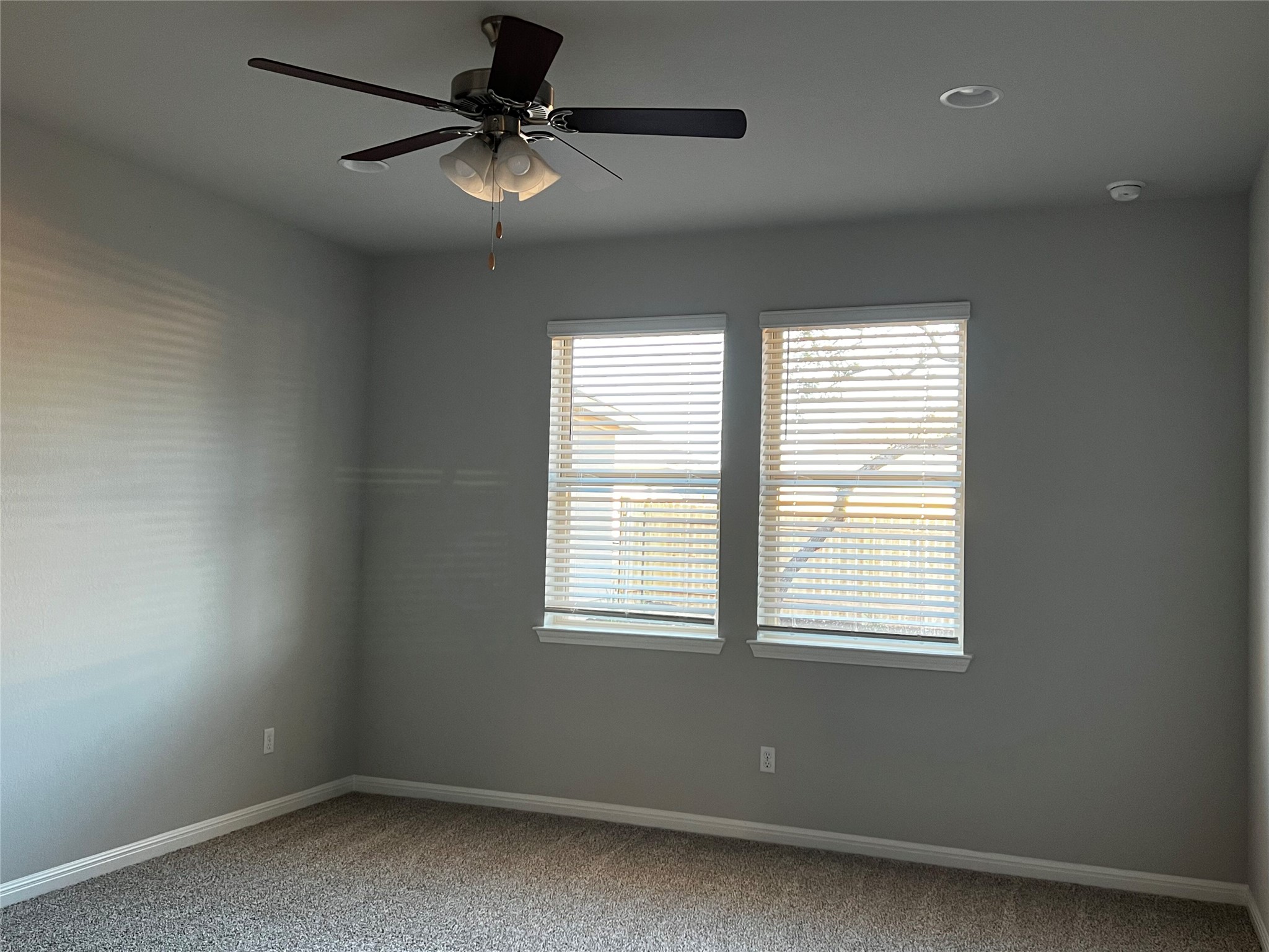 2720 Juniper Woods Road Leander, TX 78641 - Photo 7 of 8 Spacious room with two windows providing natural light, carpeted flooring, and a ceiling fan with light fixture