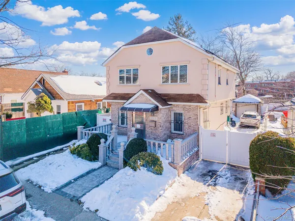an aerial view of a building with a lot of stuff