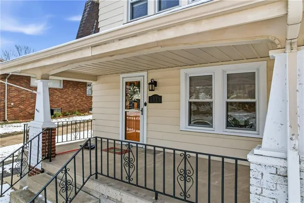 a view of a building from a balcony